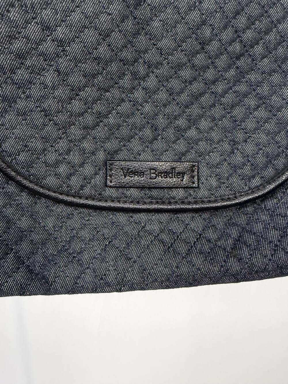 Vera Bradley Carson East West Black Quilted Denim Tote Bag Purse - Picture 2 of 9